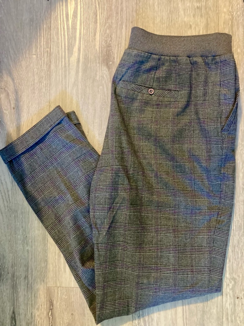 Ricki's Gray and Purple Plaid Knit Waist Pants